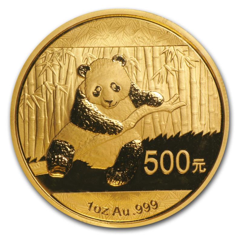 1/10 uncí zlatá mince China Panda 2014