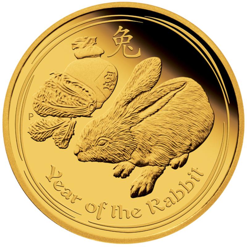 1/4 unce zlatá mince Austrálie Lunar II zajíc 2011 - leštěná deska
