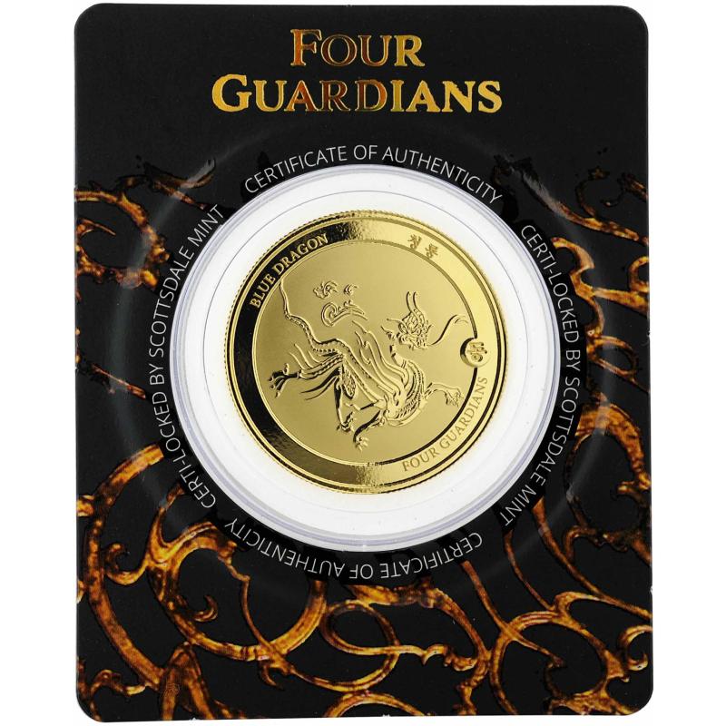 1 unce zlatá mince Čadská republika Four Guardians - Blue Dragon Hybrid Coin 2018