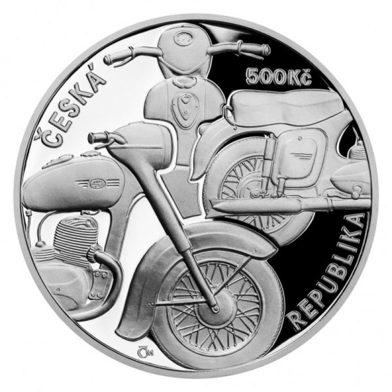 Stříbrná mince 500 Kč Motocykl Jawa 250 2022 PROOF