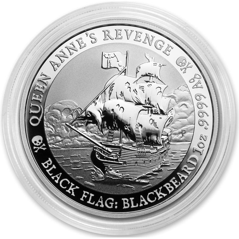 1 unce stříbrná mince Tuvalu - Black Flag - Piratenschiff Queen Anne's Revenge 2019