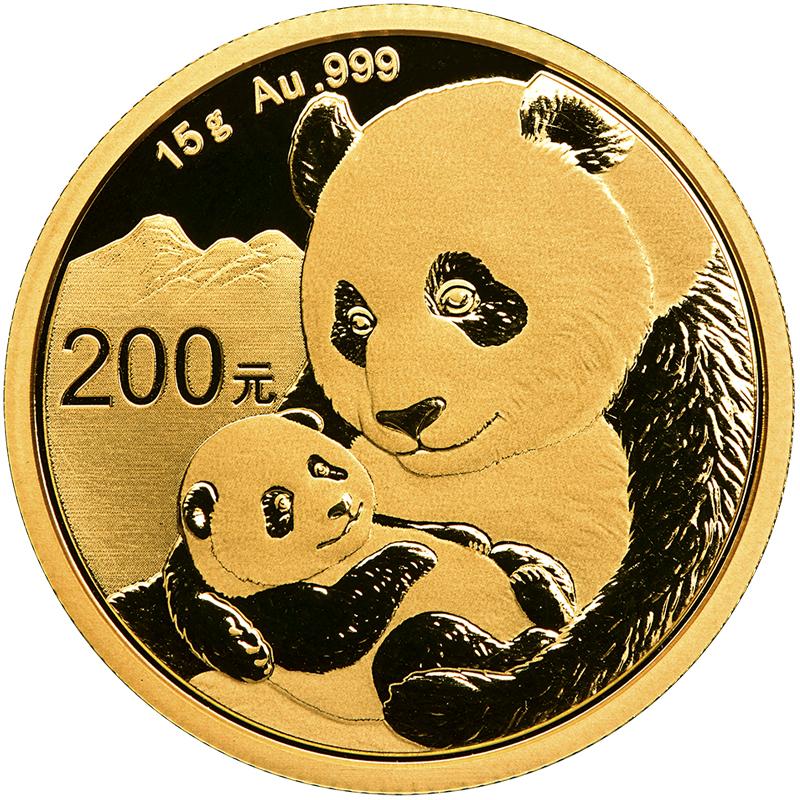 15 gramů zlatá mince China Panda 2019