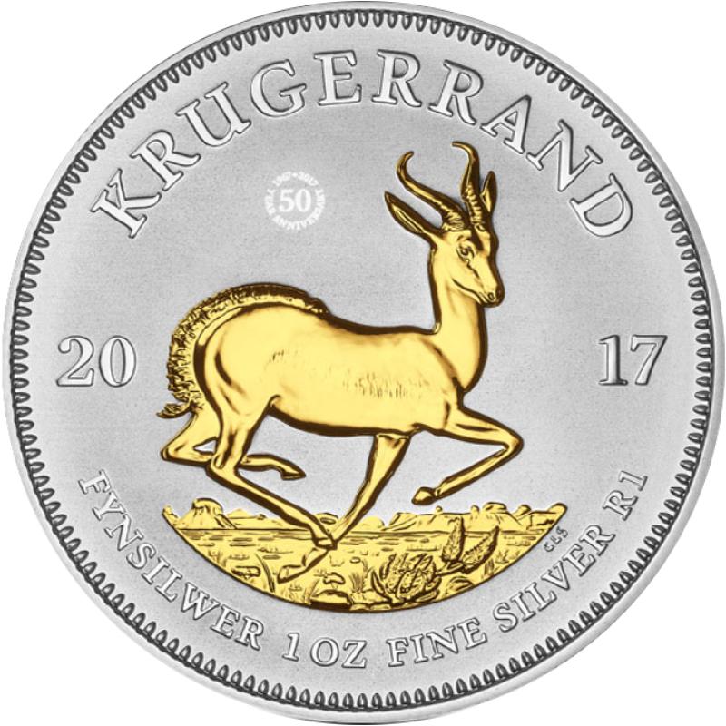 1 unce stříbrná mince Krugerrand 2017 teilvergoldet