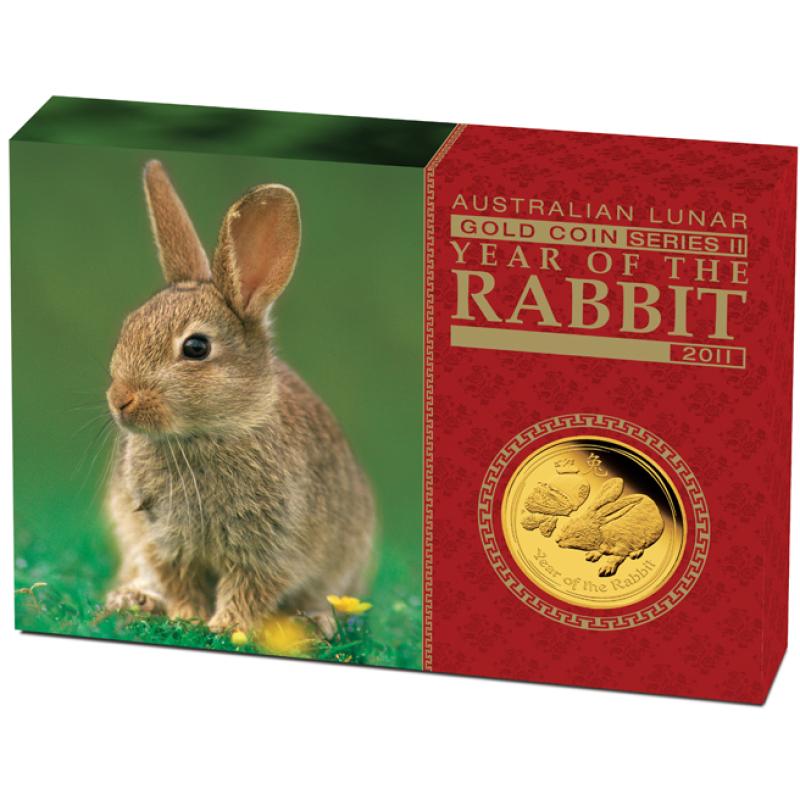 1/4 unce zlatá mince Austrálie Lunar II zajíc 2011 - leštěná deska
