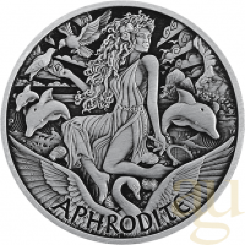 5 Unzen Silbermünze Tuvalu - Gods of Olympus - Aphrodite 2022 Antik Finish