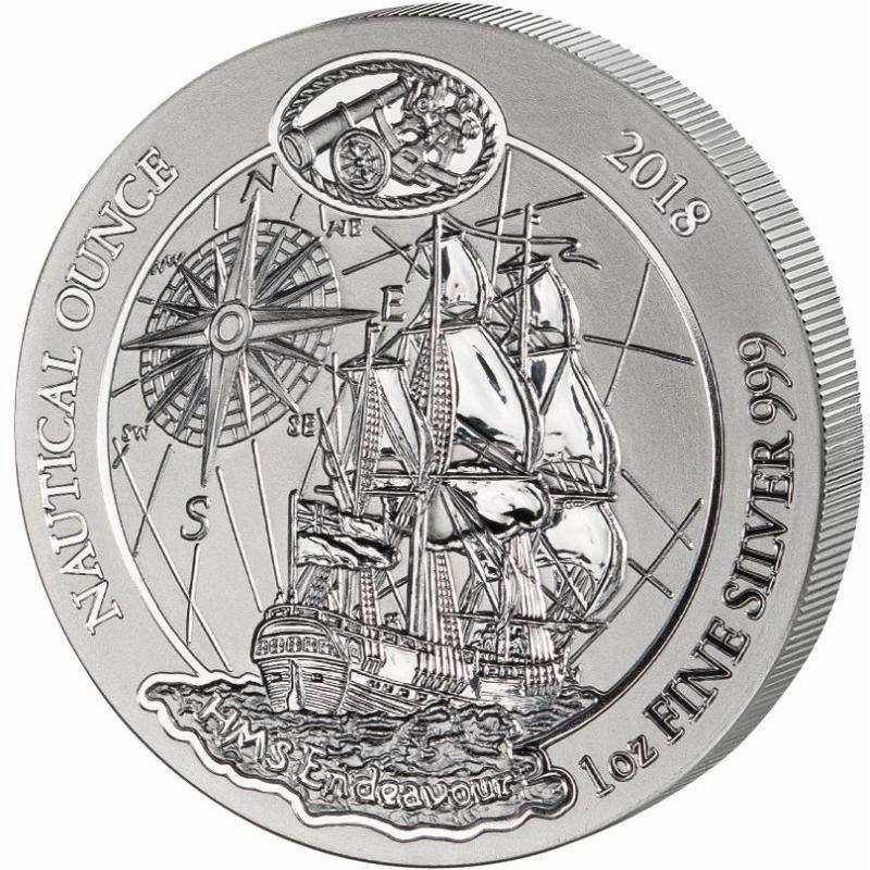 1 unce stříbrná mince Rwanda Nautical Serie - HMS Endeavour 2018