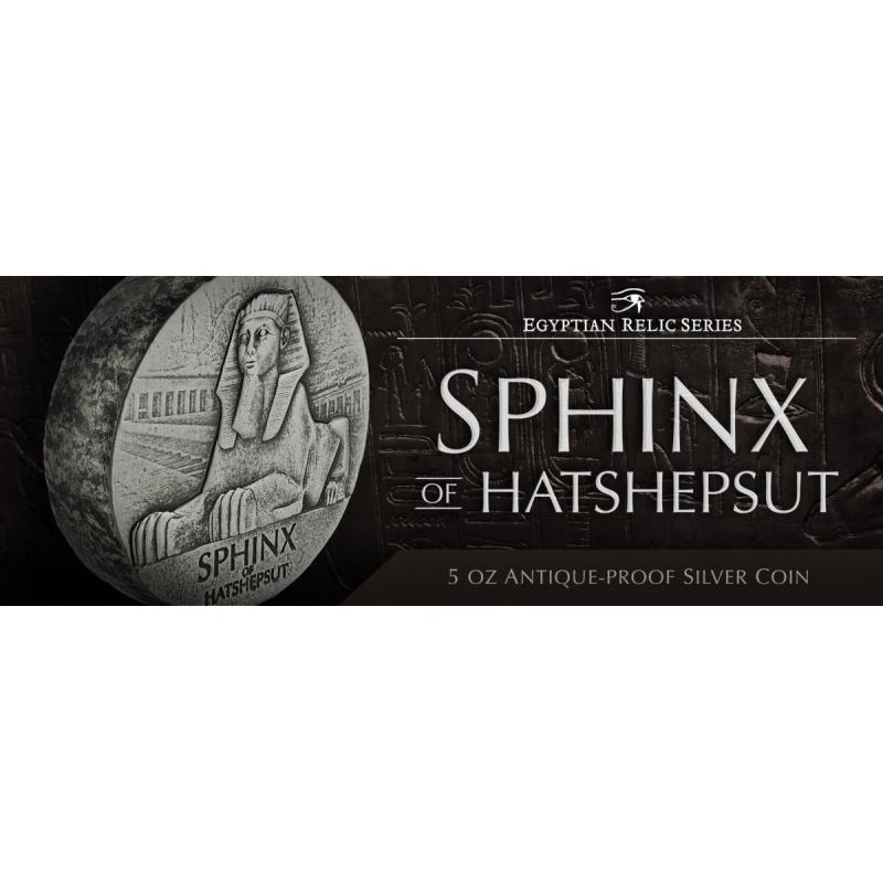 5 uncí stříbrná mince Čadská republika Sphinx of Hatshepsut 2019