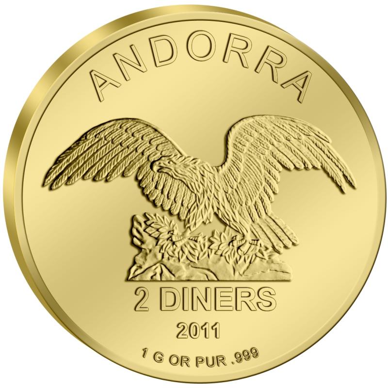 1 gramů zlatá mince Eagle Andorra