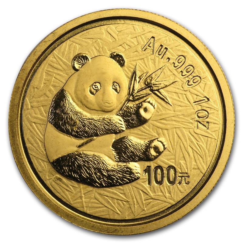 1/10 uncí zlatá mince China Panda 2000