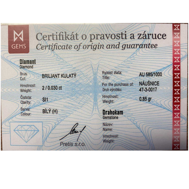 Zlaté náušnice AU 585/1000 0,85 gr KPR473001704