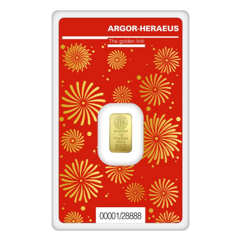 1 gr investiční zlatý slitek Argor Heraeus Rok Draka 2024 SL011