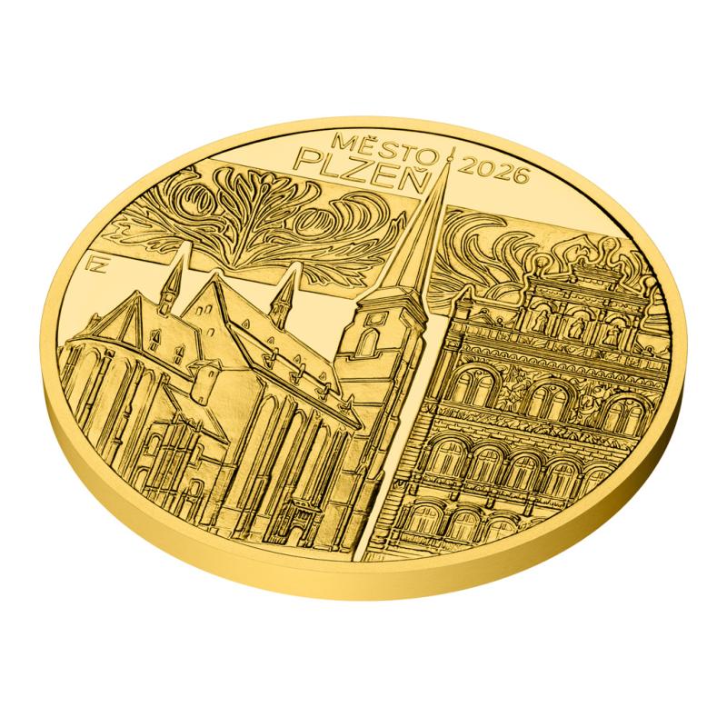 2026 - Pamětní zlatá mince 5000Kč Plzeň Proof