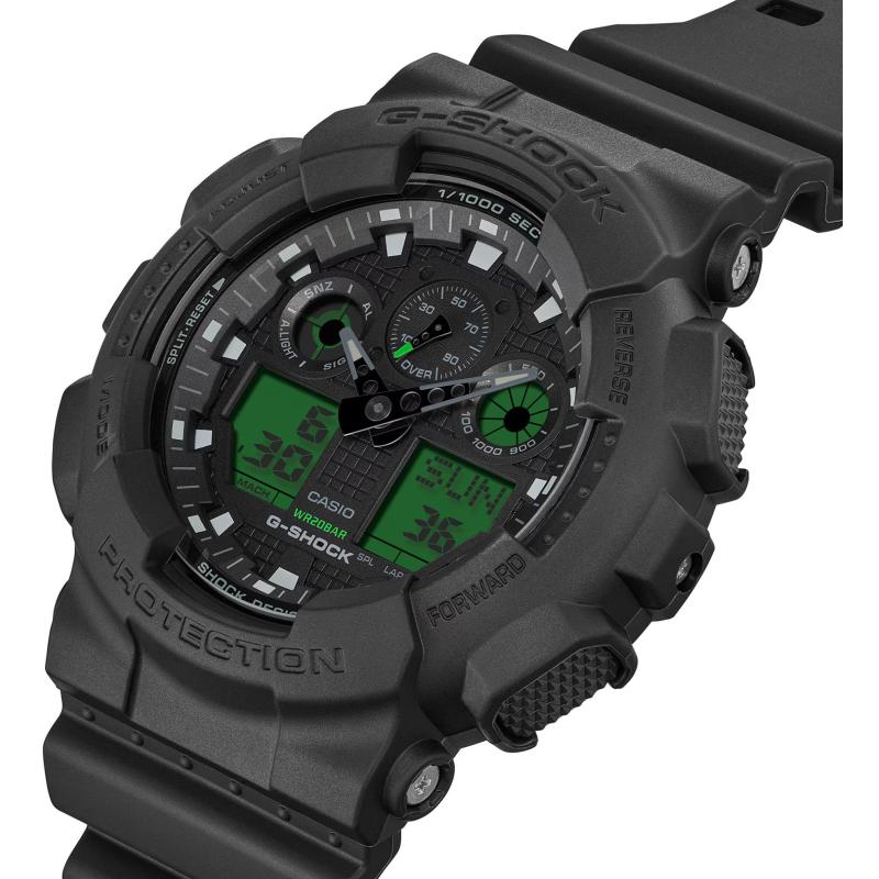 Pánské hodinky CASIO G-SHOCK Black and Electro Green GA-100BEG-1AER