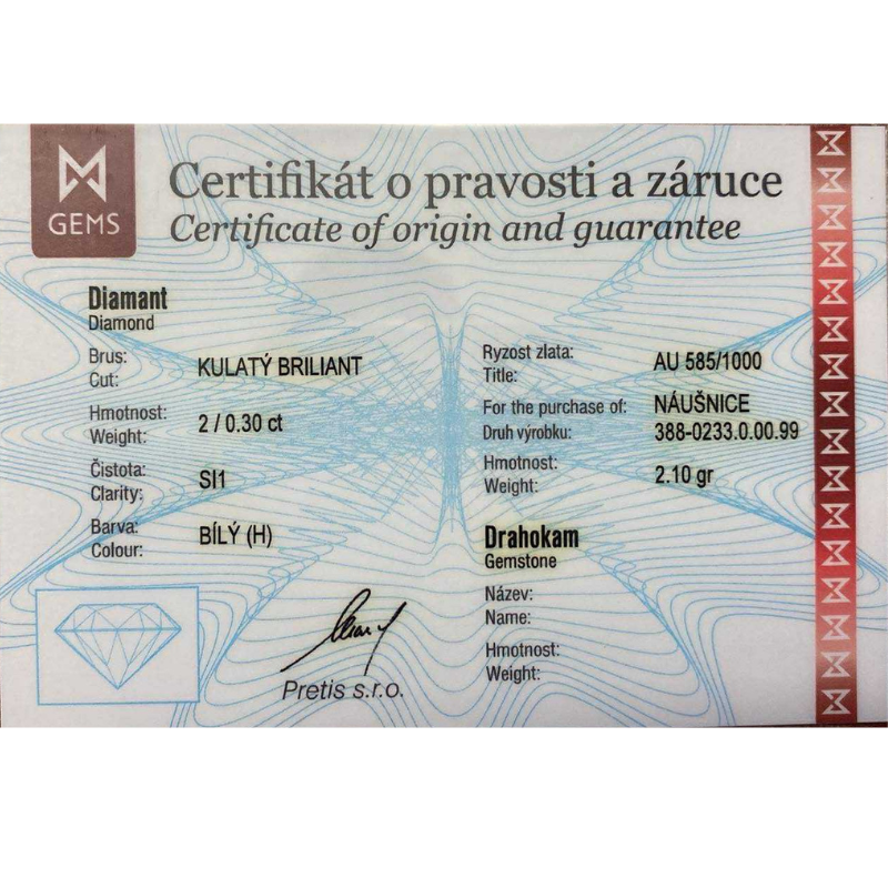 Zlaté náušnice AU 585/1000 2,10 gr KPR383023304