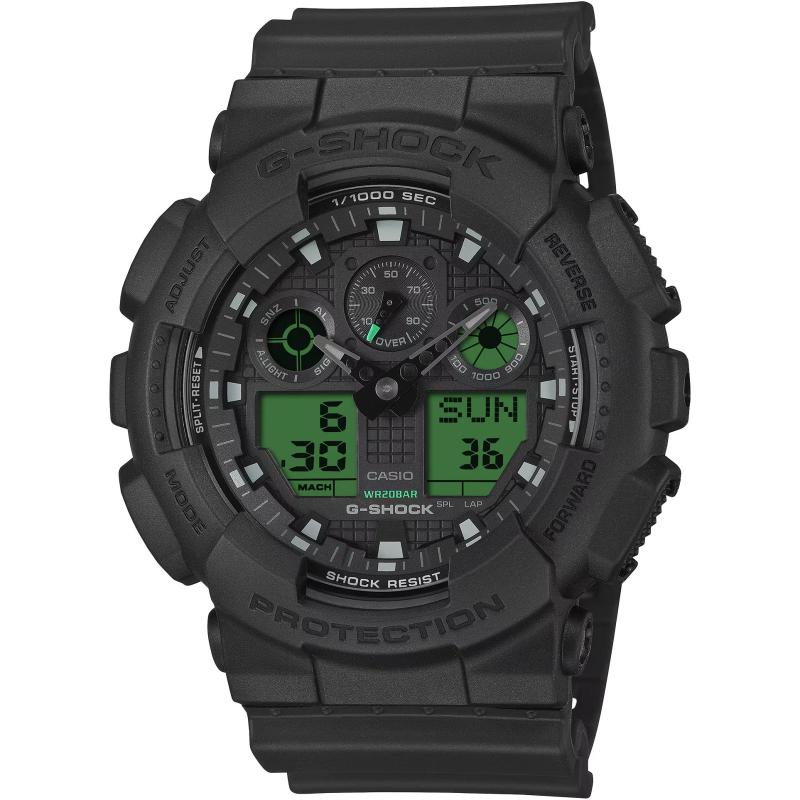 Pánské hodinky CASIO G-SHOCK Black and Electro Green GA-100BEG-1AER