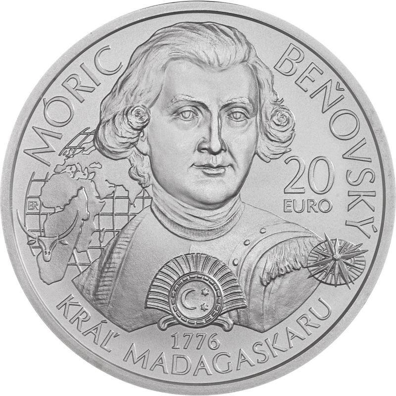 2026 - PSM 20 eur Vyhlásenie Mórica Beňovského za kráľa Madagaskaru -250.výročie Proof