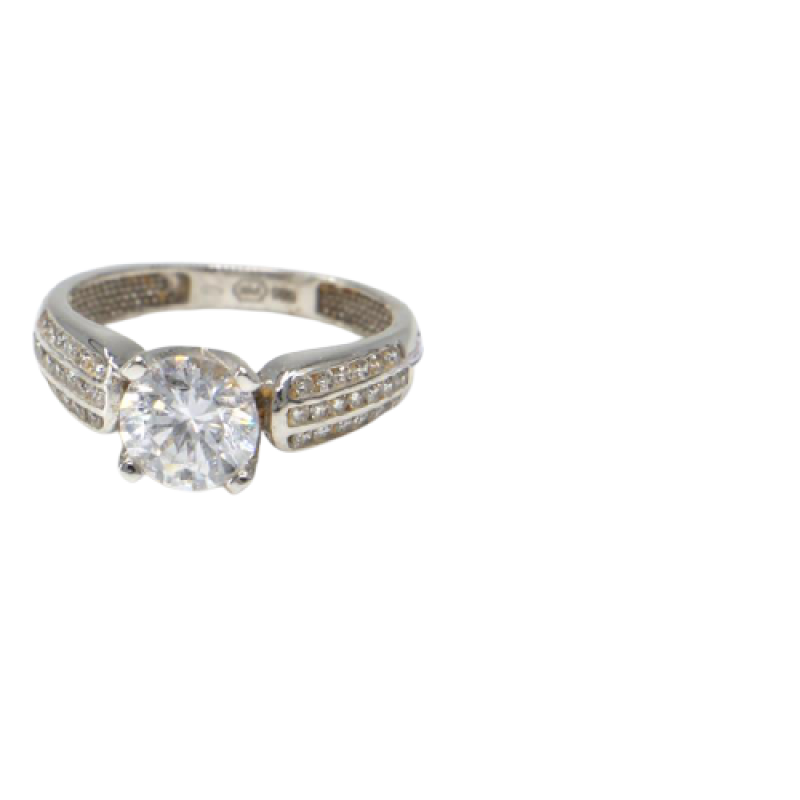 Prsten z bílého zlata se středovým zirkonem a zirkony Pattic AU 585/000 2,80 gr, PR146061401