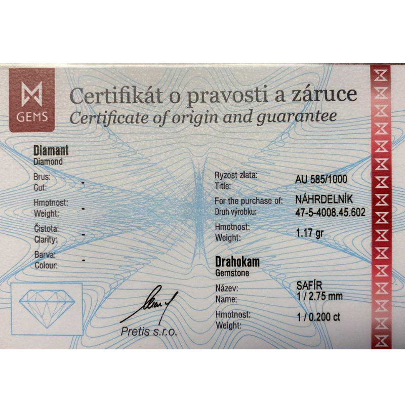 Zlatý náhrdelník AU 585/1000 1,17 gr KPR475400802-45