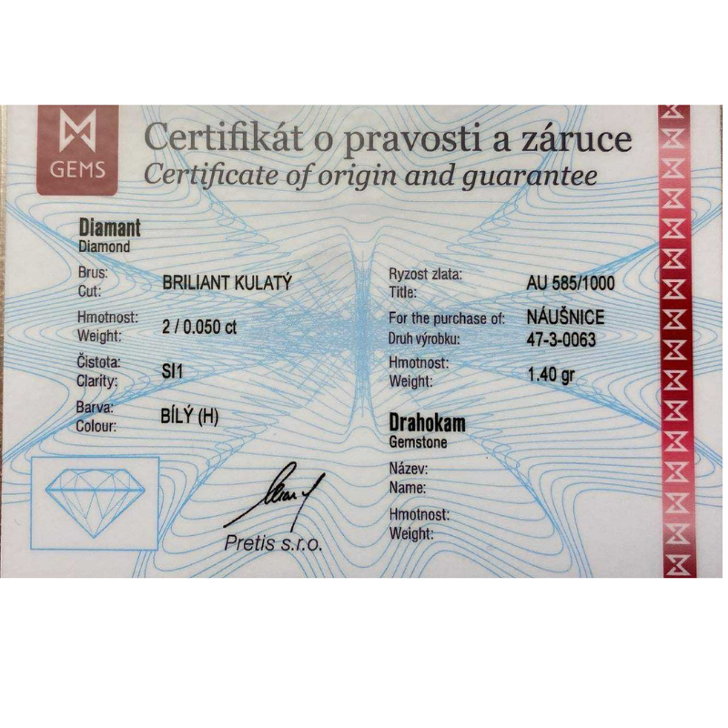 Zlaté náušnice AU 585/1000 1,40 gr KPR473006304
